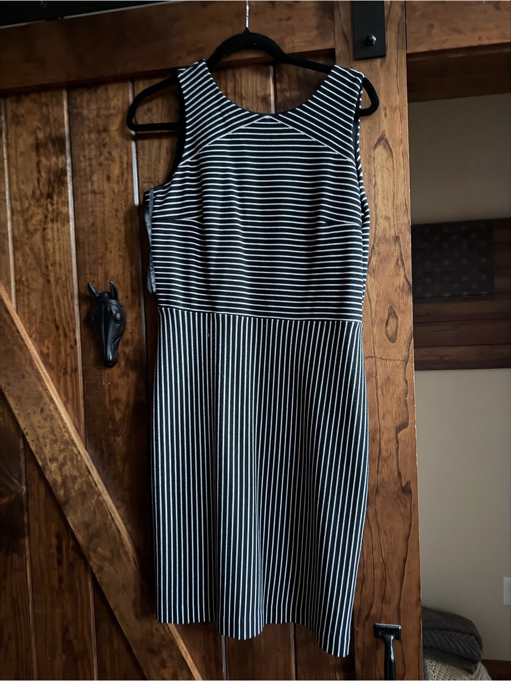 Banana Republic Black and White Striped Midi Dress